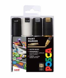 Uni-Ball POSCA PC-8K Noir, Or, Argent, Blanc 4 pièce[s] 