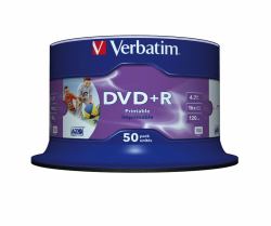 Verbatim DVD+R Wide Inkjet Printable No ID Brand 4,7 Go 50 pièce[s] 