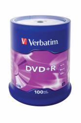Verbatim DVD+R Matt Silver 4,7 Go 100 pièce[s] 