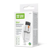 ColorWay CW-1111 10-in-1 Electronics Cleaning Kit Designed For Safely Cleaning Headphones, Claviers, Screens and Cameras. Includes A Retractable Brush, Flocked Sponge, Microfiber Wipes, Screen Cleaner Spray, Key Remover, In A Compact Case Featuring A Pho - Version UK
