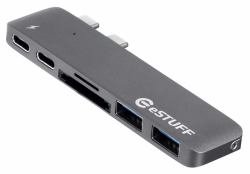 eSTUFF ES84122-GREY hub & concentrateur USB 3.2 Gen 1 [3.1 Gen 1] Type-C 5000 Mbit/s Gris 