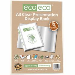 eco eco A3 50% Recycled Clear 80 Pocket Presentation Display Book