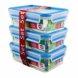 EMSA 508558 boîte hermétique alimentaire Rectangulaire 1 L Bleu, Transparent 3 pièce[s] 