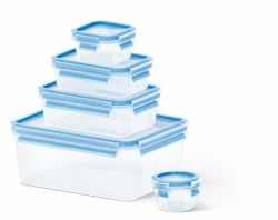 EMSA CLIP & CLOSE 508568 boîte hermétique alimentaire Rectangulaire Régler 3,7 L Bleu, Transparent 5 pièce[s] 