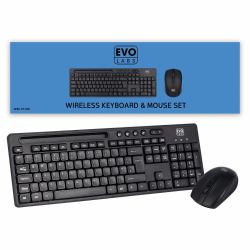 Evo Labs WM-757UK Wireless Clavier and Mouse Combo Set, 2.4GHz Full Size Qwerty UK Layout Clavier with Wireless Mouse, Ideal for Home or Office, Black clavier Souris incluse maison/bureau Noir  - Version UK