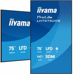 iiyama LH7575UHS-B2AG Écran d'affichage dynamique Écran plat de signalisation numérique 190,5 cm [75"] LCD Wifi 500 cd/m² 4K Ultra HD Noir Intégré dans le processeur Android 11 24/7 
