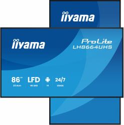 iiyama LH8664UHS-B3AG Écran d'affichage dynamique Écran plat de signalisation numérique 2,17 m [85.6"] Wifi 500 cd/m² 4K Ultra HD Noir Intégré dans le processeur Android 24/7 