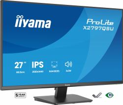 iiyama ProLite X2797QSU-B1 écran plat de PC 68,6 cm [27"] 2560 x 1440 pixels Quad HD LED Noir 