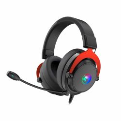 Marvo Scorpion HG9067 7.1 Virtual Surround Sound RGB Gaming Headset, Flexible Omnidirectional Microphone, 50mm Audio Drivers, USB Connection, Black and Red Casque Arceau Noir, Rouge 