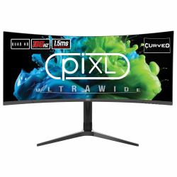 piXL CM34C7 34 Inch Ultrawide Gaming Monitor, 165Hz, 1.5ms, 3440x1440, HDMI, DisplayPort, USB Type-C, USB-B, USB-A x 2, Audio, Curve R1500, Height Adjustable, 3 Year Warranty écran plat de PC 86,4 cm [34"] 3440 x 1440 pixels UltraWide Quad HD LED Noir 