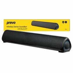 PREVO MS03 Wireless Stereo Soundbar with Bluetooth, USB & SD, Space-Saving Wireless Speaker for TV, Home Entertainment System, PC, Mobile Device & Gaming Consoles Noir Sans fil 