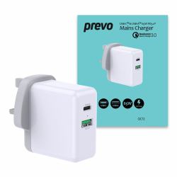 PREVO QC72 chargeur d'appareils mobiles Universel Blanc Secteur Charge rapide Intérieure 