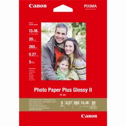Canon Papier photo brillant extra II 5 × 7 po [13 × 18 cm] PP-201 - 20 feuilles (PP-201 PHOTO PAPER PLUS II - GLOSSY 13X18 20SHTS)