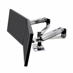 Ergotron LX Series 45-245-026 monitor mount / stand 68.6 cm [27"] Desk Silver (LX DUAL SIDE BY SIDE ARM POLISH - 27IN 18.1KG LIFT33 MIS-D 10Y WA)