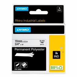 DYMO Rhino Étiquettes Industrielles | polyester permanent | 19 mm x 5,5 m | autocollantes impres...