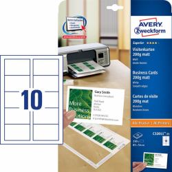 Avery C32011-25 étiquette non-adhésive 250 pièce[s] Blanc Rectangle (Avery Quick&Clean - visitkort - 25 stk)