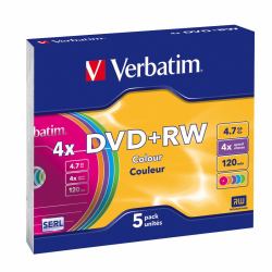 Verbatim DVD+RW Colours 4,7 Go 5 pièce[s] (VERBATIM DVD+RW SERL 4.7GB 4X COLOUR SURFACE [5 PACK])