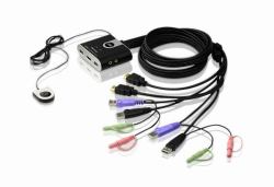 ATEN 2-Port USB HDMI KVM Switch with Audio (CS692 2-Port Cable KVM Switch - USB, HDMI and Audio with - Remote Port Selector - Warranty: 24M)