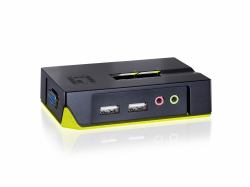LevelOne KVM-0221 commutateur écran, clavier et souris Noir, Vert 