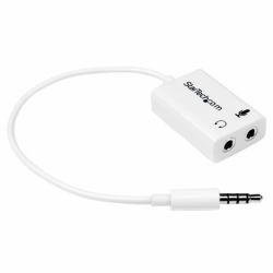StarTech.com White headset adapter for headsets with separate headphone / microphone plugs - 3.5mm 4 position to 2x 3 position 3.5mm M/F (HEADPHONE MICROPHONE SPLITTER - - 4 PIN TO 2X 3 PIN 3.5MM S...