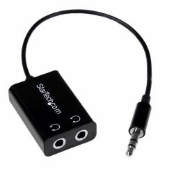 StarTech.com Black Slim Mini Jack Headphone Splitter Cable Adapter - 3.5mm Male to 2x 3.5mm Female (MINI JACK SPLITTER CABLE - .)