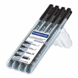Staedtler 31-9WP4GS marqueur indélébile Noir 4 pièce[s] (Marker Lumocolor Perm OHP ass [4])