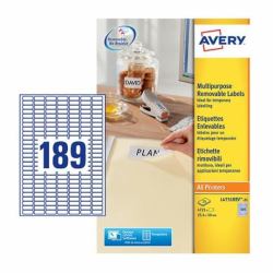Avery Etiquettes enlevables, blanc, 25,4 x 10,0 mm, Adhésif enlevable (Avery - etiketter - 4725 etikette[r] -)
