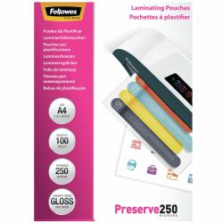 Fellowes A4 Glossy 250 Micron Laminating Pouch - 100 pack (Laminating Pouch A4 250MIC 100pk)