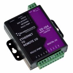 Brainboxes ED-204 Ethernet to 4 Digital IO and RS232 Serial Port with Ethernet Switch module numérique et analogique I/O (Brainboxes Ethernet to 4 DIO ED-204)
