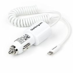 StarTech.com Chargeur / Adaptateur pour voiture - 1x Apple Lightning 1x USB 2.0 - Haute puissance 21W/4.2A - Blanc (DUAL IPAD CAR CHARGER - 2 PORT - LIGHTNING AND USB - 21W / 4.2A)
