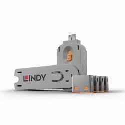 Lindy USB Port Blocker - Pack of 4 Colour Code: Orange (USB PORT KEY PACK OF 4 BLOCKERS ONG)