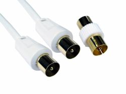 Cables Direct 2TV-00 coaxial cable 1 m White (CDL 1m TV Cable +Female Coup - Wht)