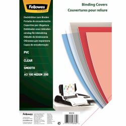 Fellowes 53764 matériel de reliure A3 PVC Transparent 100 pièce[s] (Fellowes PVC A3 Clear Cover 200 Micron Pack of 100)