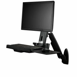 StarTech.com Wall Mount Workstation - Articulating Full Motion Standing Desk with Ergonomic Height Adjustable Monitor & Keyboard Tray Arm - Mouse & Scanner Holders - Single VESA Display (WALL MOUNT...