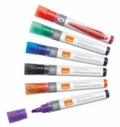 Nobo Marqueurs Liquid Ink effaçables à sec, assortis blister [6] (Nobo 1901419 Liquid Ink Drywipe Markers Pack of 6)