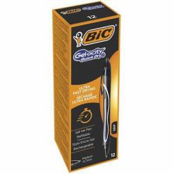 BIC Gel-ocity Quick Dry Noir Stylo à bille rétractable avec clip Moyen 12 pièce[s] (Bic Pack of 12 Gel-ocity Quick Dry Gel Retractable Rollerball Pen Blk)