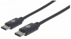 Manhattan USB-C to USB-C Cable, 50cm, Male to Male, Black, 480 Mbps [USB 2.0], Hi-Speed USB, Lifetime Warranty, Equivalent to USB2CC50CM (USB-C CABLE 50CM MALE/MALE- - 480MBPS [USB 2.0] BLACK POLYBAG)
