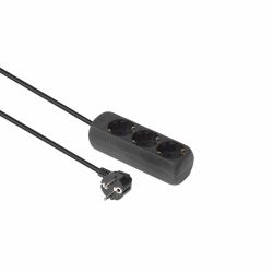 Microconnect GRU0033B power extension 3 m 3 AC outlet[s] Indoor Black (3-way Schuko Socket 3M Black - Without ON/OFF Switch, - with child protection - Warranty: 300M)