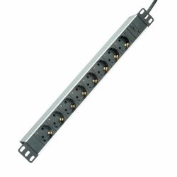 ROLINE 19.07.1622 power extension 2 m 8 AC outlet[s] Indoor Aluminium (19IN1HE 8-F.KALTGER.C14 ALU 10A - ALUMINUM 10A)