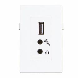 Garbot BN4900-USB A+2XJ prise de courant Blanc (USB2.0+2x Mini Jack Module. - White. 20cm - Warranty: 12M)