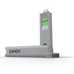 Lindy USB Type C Port Blocker Key - Pack of 4 Blockers, Green (USB TYPE C PORT BLOCKER - KEY-PACK OF 4 BLOCKERS GREEN)