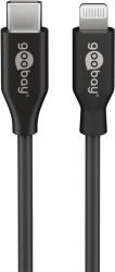 Goobay Lightning to USB-C, Charging and Sync cable, Apple fast charging up to 87 W, USB-C 480 Mbit/s, 0.5 m, black (goobay Lightning-kabel 50cm)