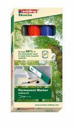 Edding 22 EcoLine marqueur indélébile Pointe biseautée Noir, Bleu, Vert, Rouge (e-22/4 S EcoLine Permanent Marker [4])
