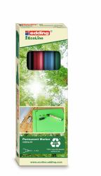 Edding 25 EcoLine Permanent Marker Bullet Tip 1mm Line Assorted Colours [Pack 4]