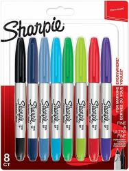 Sharpie 2065409 marqueur indélébile Multicolore 8 pièce[s] (Sharpie Permanent Markers Twin Tip Assorted Colours Pack of 8)