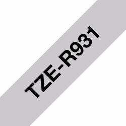 Brother TZE-R931 ruban d'étiquette Noir sur argent (12MM BLACK / SILVER RIBBON TAPE - )