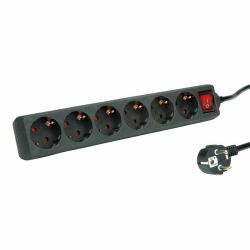 ROLINE 19.07.1077 power extension 10 m 6 AC outlet[s] Indoor Black (STEDOL. 6FACH M.SCHALTER 10M - .)