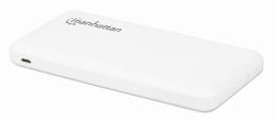 Manhattan Power Bank, 10000 mAh, Output: 2x USB-A [2.1A & 1A], Input: USB-C & Micro-USB [both 2A], White, One Year Warranty (POWER BANK 10000 MAH 2X USB-A - INPUTS USB-C/MICRO-USB WHITE)