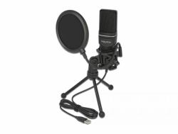 DeLOCK Set de microphone à condensateur - pour le podcasting, le jeu et le chant (Delock USB Condenser Microphone Set fo)