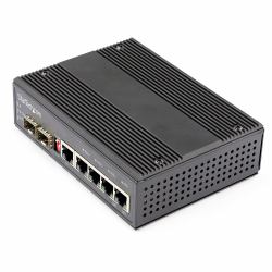 StarTech.com Switch Gigabit Ethernet Industriel 6 Ports - 4 x PoE RJ45 + 2 Slots SFP 30W PoE+ 12-...